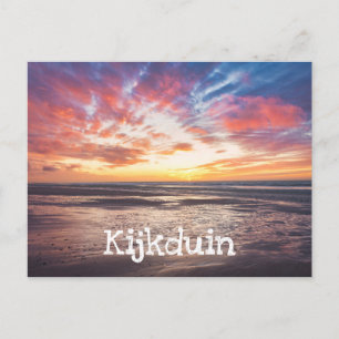 Sonnenuntergang über Strand und Meer Postkarte