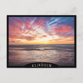 Sonnenuntergang über Strand und Meer Postkarte