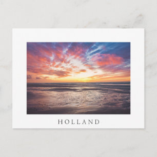 Sonnenuntergang über Strand und Meer Postkarte