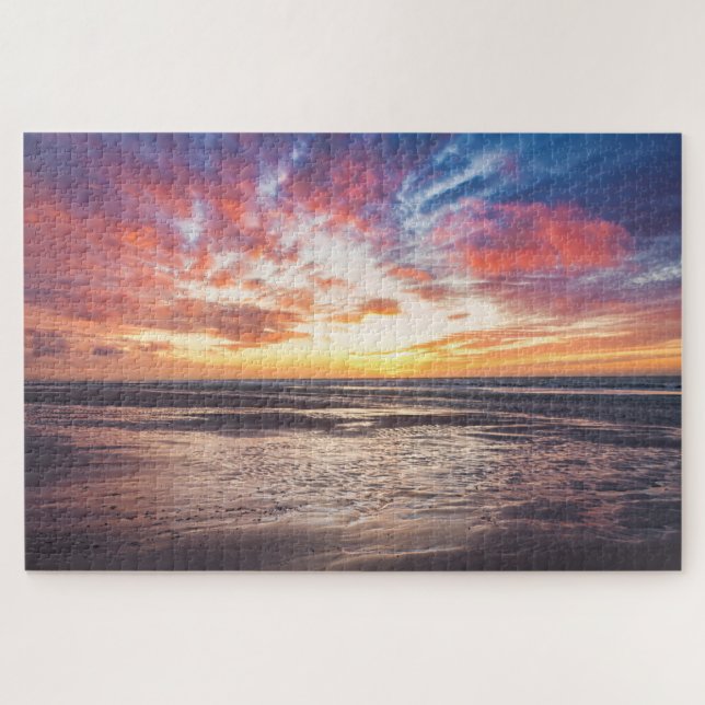 Sonnenuntergang über Strand und Meer Puzzle (Horizontal)