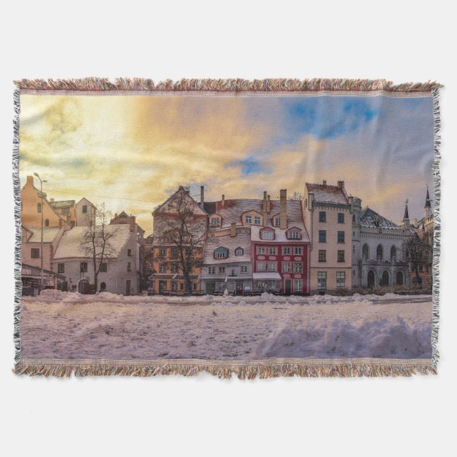 Sonnenuntergang über Straße in Riga Decke (Vorderseite)