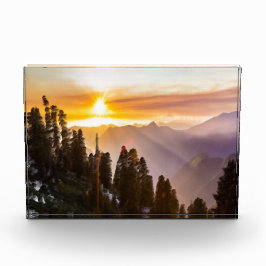 Sonnenuntergang über Wald Fotoblock