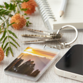 Sonnenuntergang über Wald Schlüsselanhänger