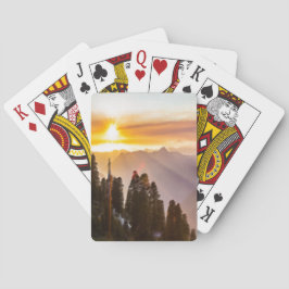 Sonnenuntergang über Wald Spielkarten