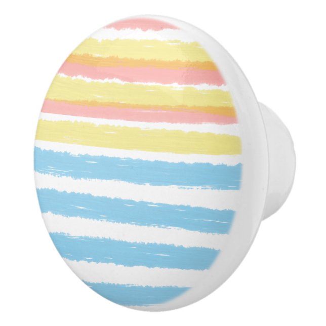 Sonnenuntergang über Wasser Wasserfarben Streifen Keramikknauf (Rechts)