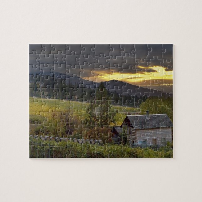 Sonnenuntergang über Weinbergen und historische Bl Puzzle (Horizontal)