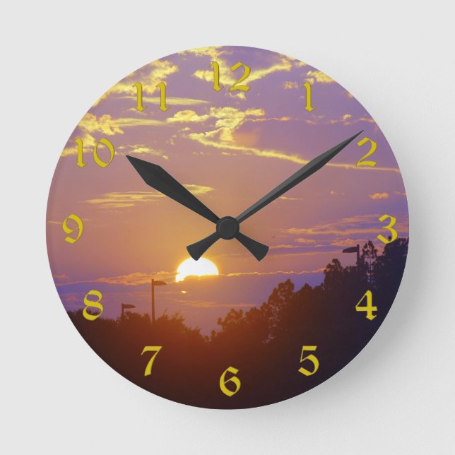 Sonnenuntergang-Uhr (Medium) Runde Wanduhr (Vorderseite)