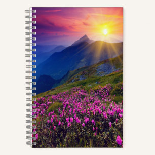 Sonnenuntergang und Blume Notizbuch