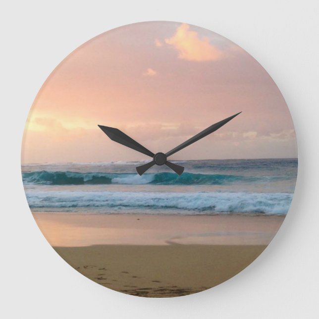 Sonnenuntergang und Meer  Große Wanduhr (Vorderseite)