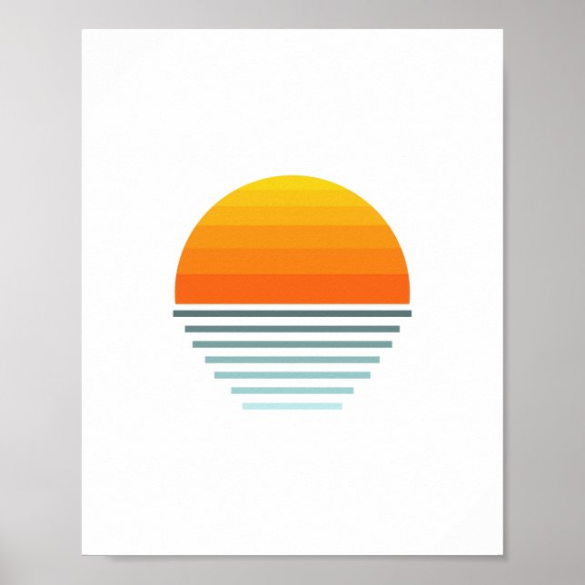 Sonnenuntergang und Meeresgrafik-Design Poster (Vorne)