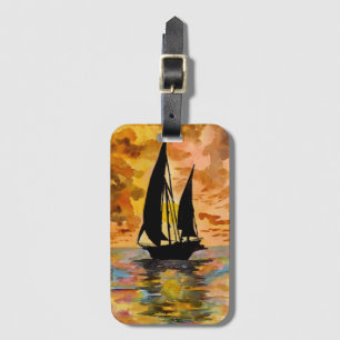 Sonnenuntergang und Segelboot Gepäckanhänger