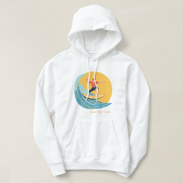 Sonnenuntergang und Surfen Hoodie (Design vorne)