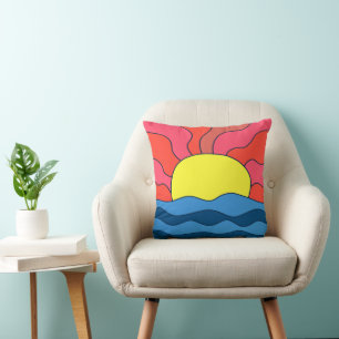 Sonnenuntergang und Waves Kissen