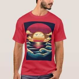 Sonnenuntergang und Waves T-Shirt