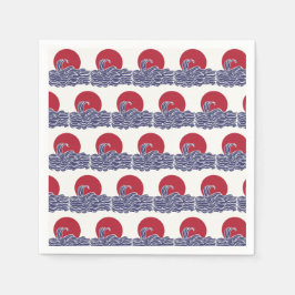 Sonnenuntergang und Wellen im Roten, Weißen und Bl Serviette