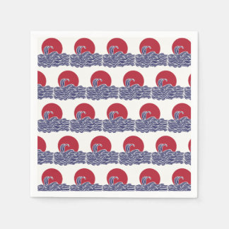 Sonnenuntergang und Wellen im Roten, Weißen und Bl Serviette