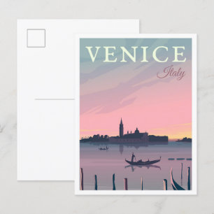 Sonnenuntergang Venedig Italien Vintage Reiseillus Postkarte