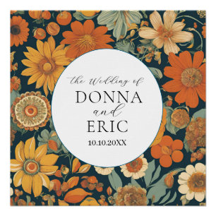 Sonnenuntergang: Vintage 70er Jahre Orangefarbene  Poster