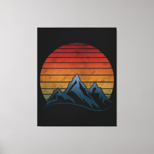 SONNENUNTERGANG VINTAGE BERG LEINWANDDRUCK