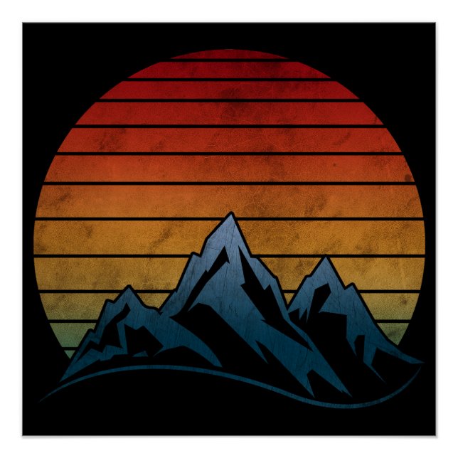 SONNENUNTERGANG VINTAGE BERG  POSTER (Vorderseite)