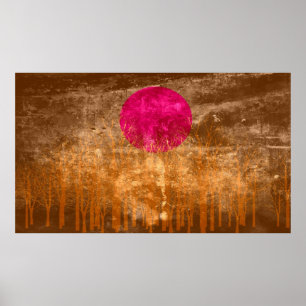 Sonnenuntergang Vintages Abstraktes Bild 3 Poster