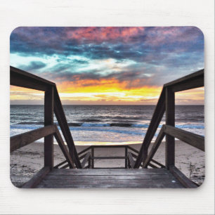 Sonnenuntergang vom Rustikalen Holzdeck Mousepad