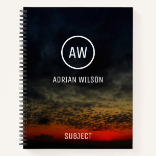 Sonnenuntergang vor dem Sturm Mit Monogramm Notizbuch