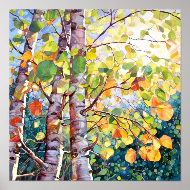 Sonnenuntergang-Wald Aquarellmalerei Poster (Vorne)