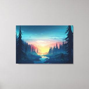 Sonnenuntergang-Wälder Premium gepanzerte Canvas ( Leinwanddruck