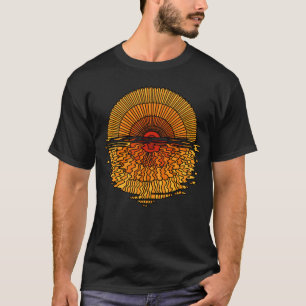 Sonnenuntergang-Wasser-Entwurfs-Grafik-T - Shirt
