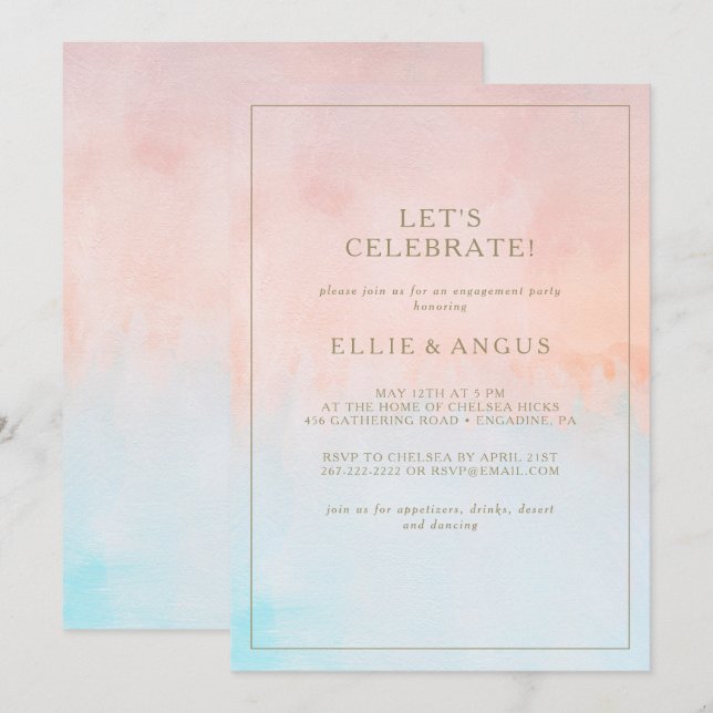 Sonnenuntergang Wasserfarbe Feiern Einladung (Vorne/Hinten)