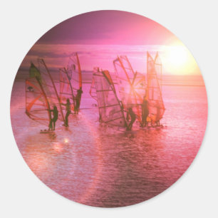 Sonnenuntergang-Windsurfing Aufkleber