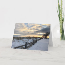 Sonnenuntergang-Winter-Strand-Raum-Gruß-Karte Karte