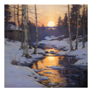 Sonnenuntergang Winterwaldlandschaft Fotodruck