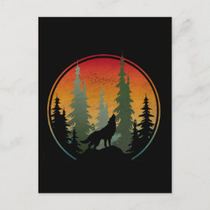 Sonnenuntergang Wolf Natur Landschaft Postkarte