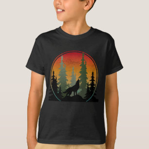 Sonnenuntergang Wolf Naturlandschaft T-Shirt