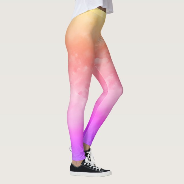 Sonnenuntergang Wolken Gelborange Rosa und Lila Le Leggings (Rechts)