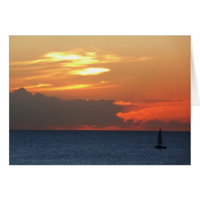 Sonnenuntergang Wolken und Segelboot Seascape (Vorderseite (Horizontal))