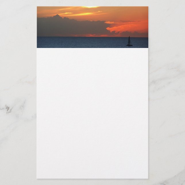 Sonnenuntergang Wolken und Segelboot Seascape Briefpapier (Vorderseite)