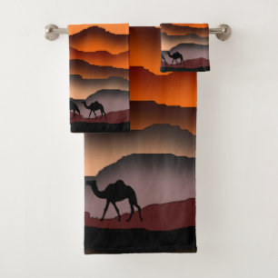 Sonnenuntergang Wüste Camel Badetücher Badhandtuch Set