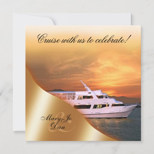 Sonnenuntergang-Yacht Wedding nautisch Einladung (Vorderseite)