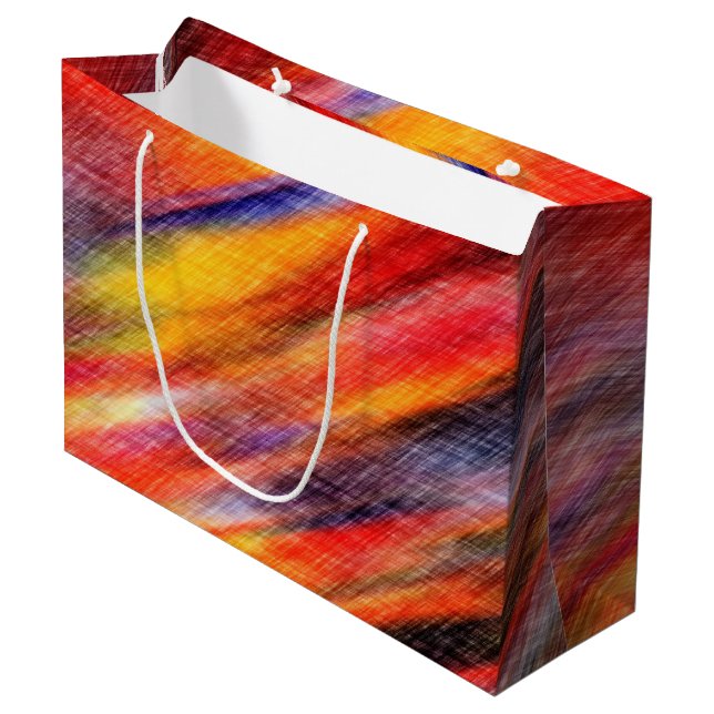 Sonnenuntergänge, Abstrakte Farben 3 Große Geschenktüte (Vorderseite Schrägansicht)