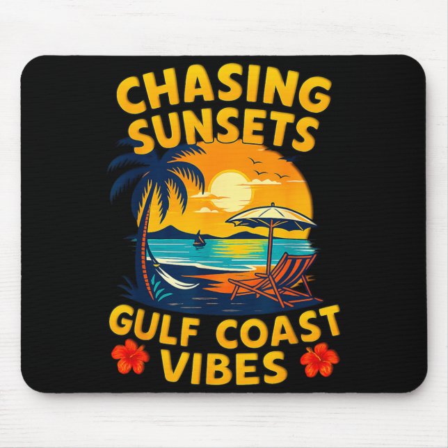 Sonnenuntergänge Golfküste Vibes Retro Strand Mousepad (Vorne)