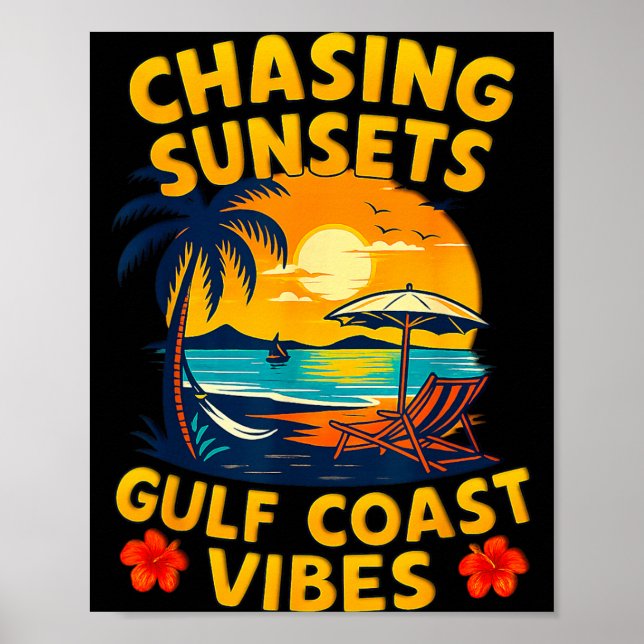 Sonnenuntergänge Golfküste Vibes Retro Strand Poster (Vorne)