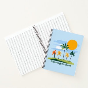 Sonnenuntergänge im Retro-Stil mit tropischen Palm Notizbuch