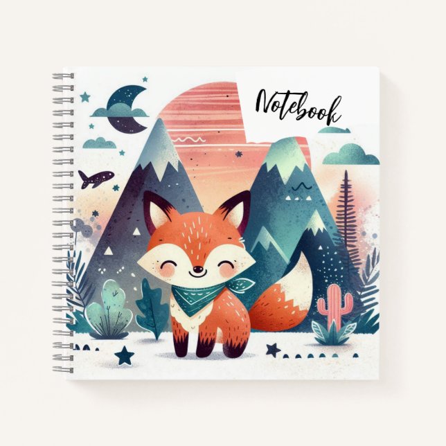 Sonnenuntergänge - Lächelender Fuchs in den Wüsten Notizbuch (Vorderseite)