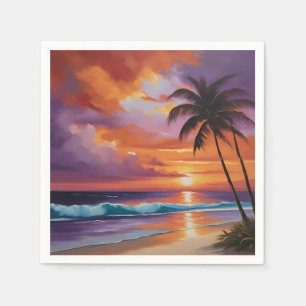 Sonnenuntergänge - tropischer Strand Serviette