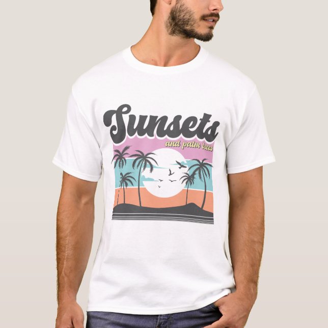Sonnenuntergänge und Palmen T-Shirt (Vorderseite)