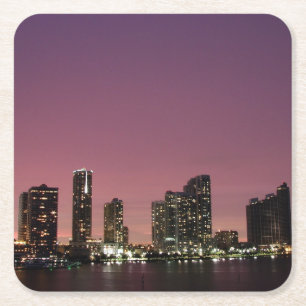 Sonnenunterganglicht über Miami nach einem Sturm Rechteckiger Pappuntersetzer