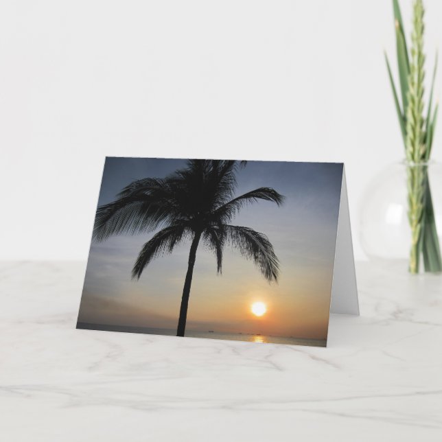 Sonnenuntergangpalme Karte (Vorderseite)
